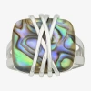 Sparkle Allure Womens Green Abalone Pure Silver Over Brass Cocktail Ring In Transparent