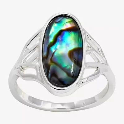 Sparkle Allure Womens Green Abalone Pure Silver Over Brass Oblong Cocktail Ring In Neutral
