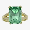 Sparkle Allure Womens Green Crystal 14k Gold Over Brass Cocktail Ring In Gold