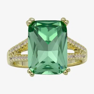 Sparkle Allure Womens Green Crystal 14k Gold Over Brass Cocktail Ring