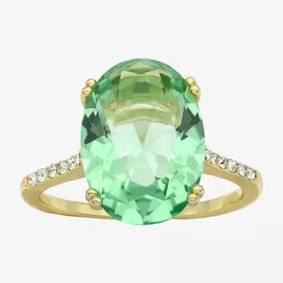Sparkle Allure Womens Green Crystal 14k Gold Over Brass Oval Cocktail Ring In Transparent