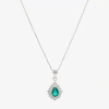 Sparkle Allure Womens Green Crystal Pure Silver Over Brass Pear 16 Inch Pendant Necklace In Transparent
