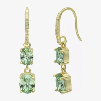 Sparkle Allure Womens Green Cubic Zirconia 14k Gold Over Brass Oval Drop Earrings In Transparent