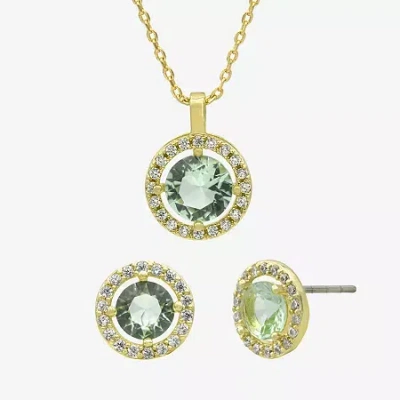 Sparkle Allure Womens Green Cubic Zirconia 14k Gold Over Brass Round 2-pc. Jewelry Set
