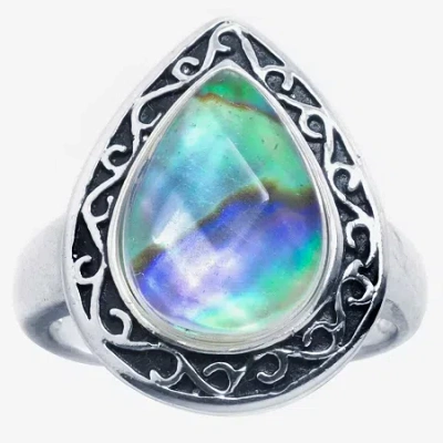 Sparkle Allure Womens Green Pure Silver Over Brass Pear Cocktail Ring In Transparent