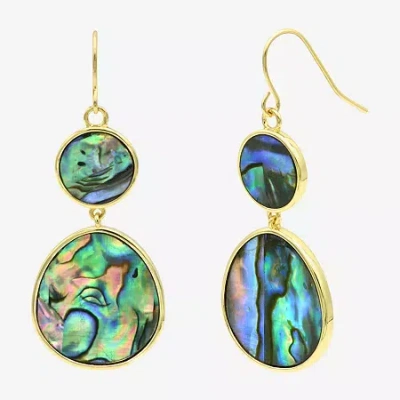Sparkle Allure Womens Multi Color Abalone 14k Gold Over Brass Round Drop Earrings In Transparent