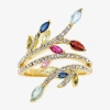 Sparkle Allure Womens Multi Color Crystal 14k Gold Over Brass Bypass Cocktail Ring In Gold