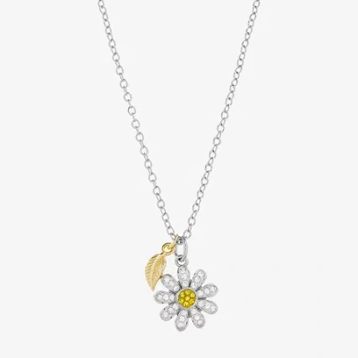 Sparkle Allure Womens Multi Color Crystal 14k Gold Over Brass Pure Silver Over Brass Flower 16 Inch Pendant Necklac In Transparent
