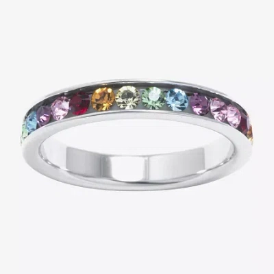 Sparkle Allure Womens Multi Color Crystal Pure Silver Over Brass Band In Metallic