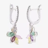 Sparkle Allure Womens Multi Color Crystal Pure Silver Over Brass Flower Drop Earrings In Silver