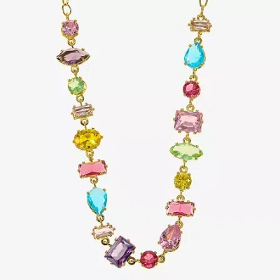 Sparkle Allure Womens Multi Color Cubic Zirconia 14k Gold Over Brass 16 Inch Tennis Necklace