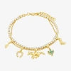 Sparkle Allure Womens Multi Color Cubic Zirconia 14k Gold Over Brass Charm Bracelet In Gold