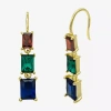 Sparkle Allure Womens Multi Color Cubic Zirconia 14k Gold Over Brass Drop Earrings In Transparent