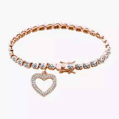 Sparkle Allure Womens Natural Diamond Accent Heart 7.25 Inch Tennis Bracelet In Transparent