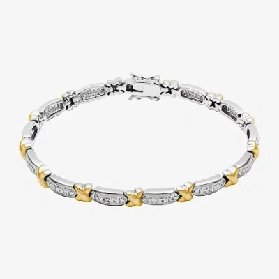Sparkle Allure Womens Natural Diamond Accent Pure Silver Over Bronze 7.5 Inch Tennis Bracelet In Transparent