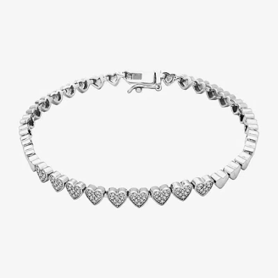 Sparkle Allure Womens Natural Diamond Accent Pure Silver Over Bronze Heart 7.25 Inch Tennis Bracelet In Transparent