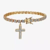 Sparkle Allure Womens Natural White Diamond Accent Cross 7.25 Inch Tennis Bracelet In Transparent
