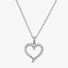 Sparkle Allure Womens Natural White Diamond Accent Pure Silver Over Brass Heart 18 Inch Pendant Necklace In Silver