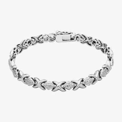 Sparkle Allure Womens Natural White Diamond Accent Pure Silver Over Bronze 7.25 Inch Tennis Bracelet In Transparent