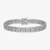 Sparkle Allure Womens Natural White Diamond Accent Pure Silver Over Bronze 7.25 Inch Tennis Bracelet In Transparent