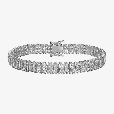 Sparkle Allure Womens Natural White Diamond Accent Pure Silver Over Bronze 7.25 Inch Tennis Bracelet In Transparent