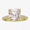 Sparkle Allure Womens Pink Crystal 14k Gold Over Brass Square Cocktail Ring In Gold
