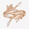 Sparkle Allure Womens Pink Crystal 18k Rose Gold Over Brass Bypass Cocktail Ring In Transparent