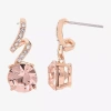 Sparkle Allure Womens Pink Crystal 18k Rose Gold Over Brass Round Drop Earrings In Gold