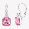 Sparkle Allure Womens Pink Crystal Pure Silver Over Brass Cushion Drop Earrings In Transparent