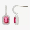 Sparkle Allure Womens Pink Crystal Pure Silver Over Brass Rectangular Drop Earrings In Transparent