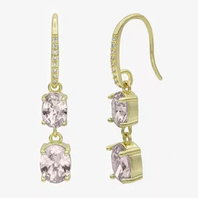 Sparkle Allure Womens Pink Cubic Zirconia 14k Gold Over Brass Oval Drop Earrings In Transparent