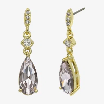 Sparkle Allure Womens Pink Cubic Zirconia 14k Gold Over Brass Pear Drop Earrings In Transparent
