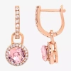 Sparkle Allure Womens Pink Cubic Zirconia 18k Rose Gold Over Brass Drop Earrings In Transparent