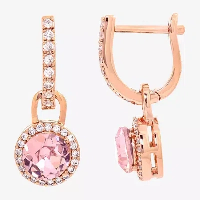 Sparkle Allure Womens Pink Cubic Zirconia 18k Rose Gold Over Brass Drop Earrings In Transparent