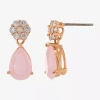 Sparkle Allure Womens Pink Cubic Zirconia 18k Rose Gold Over Brass Flower Drop Earrings In Gold