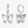 Sparkle Allure Womens Pink Cubic Zirconia Pure Silver Over Brass Butterfly Drop Earrings In Silver