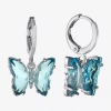 Sparkle Allure Womens Pink Cubic Zirconia Pure Silver Over Brass Butterfly Drop Earrings In Blue