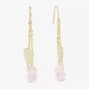 Sparkle Allure Womens Pink Quartz 14k Gold Over Brass Heart Drop Earrings In Gold