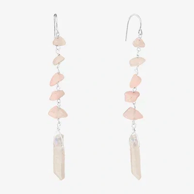 Sparkle Allure Womens Pink Quartz Pure Silver Over Brass Drop Earrings In Transparent