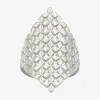 Sparkle Allure Womens Pure Silver Over Brass Cocktail Ring In Transparent