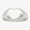 Sparkle Allure Womens Pure Silver Over Brass Heart Signet Ring In Transparent