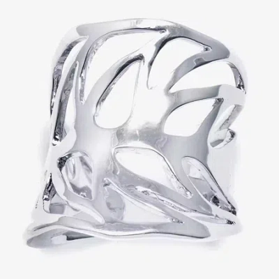 Sparkle Allure Womens Pure Silver Over Brass Round Cocktail Ring In Transparent