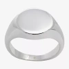 Sparkle Allure Womens Pure Silver Over Brass Round Signet Ring In Transparent