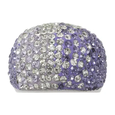 Sparkle Allure Womens Purple Crystal Pure Silver Over Brass Dome Cocktail Ring In Multi