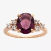 Sparkle Allure Womens Purple Cubic Zirconia 18k Rose Gold Over Brass Oval Side Stone Cocktail Ring In Gold