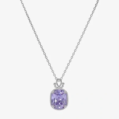 Sparkle Allure Womens Purple Cubic Zirconia Pure Silver Over Brass 16 Inch Pendant Necklace In Transparent