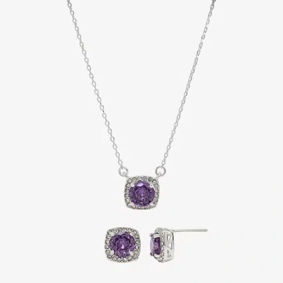 Sparkle Allure Womens Purple Cubic Zirconia Pure Silver Over Brass 2-pc. Jewelry Set In Transparent