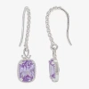 Sparkle Allure Womens Purple Cubic Zirconia Pure Silver Over Brass Drop Earrings In Silver