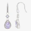 Sparkle Allure Womens Purple Cubic Zirconia Pure Silver Over Brass Drop Earrings In Silver