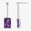Sparkle Allure Womens Purple Cubic Zirconia Pure Silver Over Brass Rectangular Drop Earrings In Blue